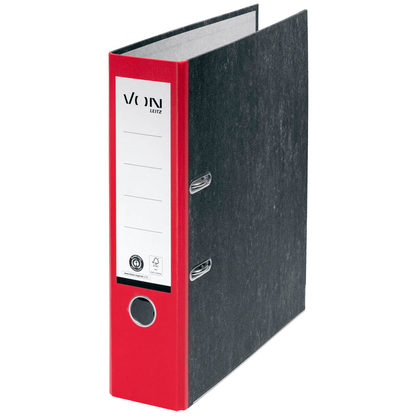 Artikelbild für VON LEITZ Ordner rot mamoriert Karton 8,0 cm DIN A4, 1 St., Artikelnummer 635579