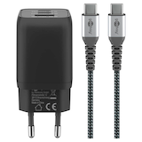 Artikelbild 1 für goobay Ladekabel mit Adapter schwarz, Kabellänge: 1,0 m, 65 Watt, Artikelnummer 345274