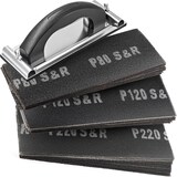 Artikelbild 1 für S&R Schleifblatt-Set 30x Schleifpapier (je 10 x P80 / P120 / P220) - 280 x 93mm, Handschleifblock: 240 x 80 mm, Artikelnummer 390429