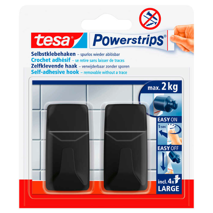 Artikelbild für tesa Eckig Large Klebehaken für max. 2,0 kg, 2,0 x 5,0 cm, 2 St., Artikelnummer 739187