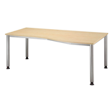 Artikelbild 1 für HAMMERBACHER Orbis höhenverstellbarer Schreibtisch ahorn Trapezform, 4-Fuß-Gestell silber 180,0 x 80,0/100,0 cm, Artikelnummer 497826