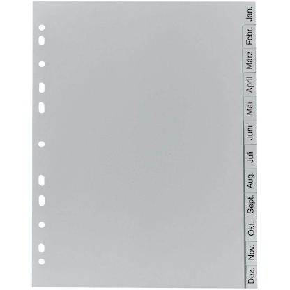 Artikelbild für Exacompta Ordnerregister DIN A4 Vollformat Jan.-Dez. grau 12-teilig, 1 Satz, Artikelnummer 386431