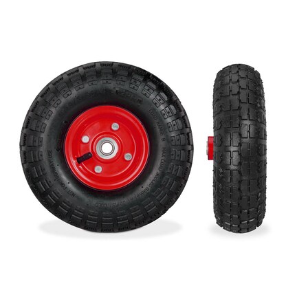 Artikelbild 3 für relaxdays Sackkarrenräder luftbereift schwarz, rot Stahl Felgen, Achse 1,6 cm, Artikelnummer 452213