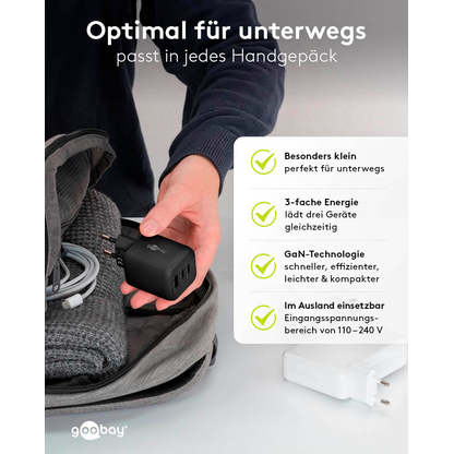Artikelbild 11 für goobay Ladekabel mit Adapter schwarz, Kabellänge: 1,0 m, 65 Watt, Artikelnummer 345274