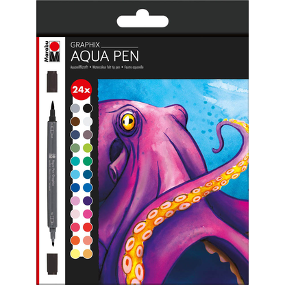Artikelbild 2 für Marabu Graphix Octopy Aquarellmarker-Set farbsortiert, 24 St., Artikelnummer 400006