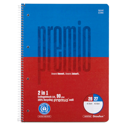 Artikelbild 2 für Staufen® Collegeblock Premio Twice Lineatur 27/28 liniert und kariert DIN A4 Innen- und Außenrand, 1 St., Artikelnummer 453219
