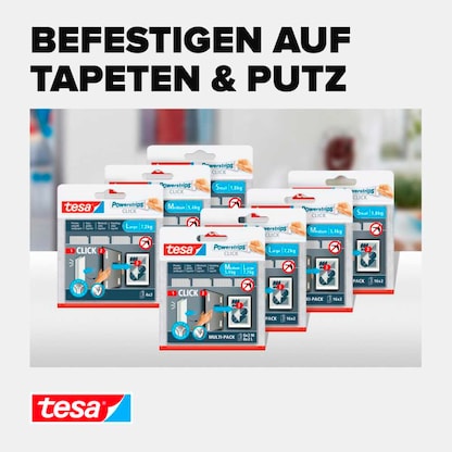 Artikelbild 5 für tesa Klettstreifen Powerstrips MEDIUM Click weiß, 16 St., Artikelnummer 739191