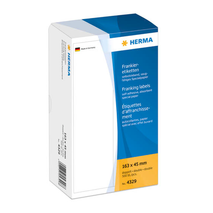 Artikelbild für HERMA Frankieretiketten 4329 weiß 163,0 x 45,0 mm, 500 Etiketten , Artikelnummer 144121