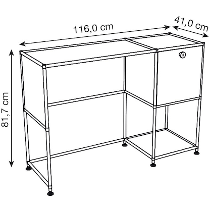 Artikelbild 2 für viasit System4 Schreibtisch weiß rechteckig, Rundrohrgestell silber 116,0 x 41,0 cm, Artikelnummer 491441