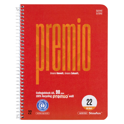 Artikelbild 2 für Staufen® Collegeblock Premio kariert DIN A5 ohne Rand, 1 St., Artikelnummer 453239