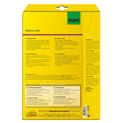 Artikelbild 5 für SIGEL Adressetiketten LA320 weiß 63,5 x 38,1 mm, 25 Blatt, Artikelnummer 512881