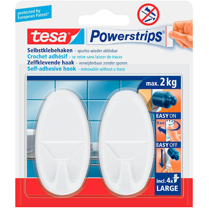 Artikelbild für tesa Powerstrips Klebehaken für max. 2,0 kg, 3,8 x 7,0 cm, 2 St., Artikelnummer 820961