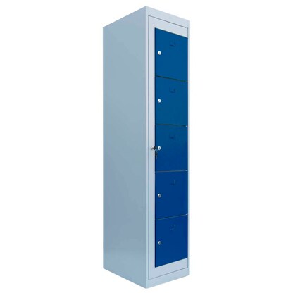 Artikelbild für LÜLLMANN Schließfachschrank enzianblau, lichtgrau 526051, 5 Schließfächer 40,0 x 50,0 x 180,0 cm, Artikelnummer 186526