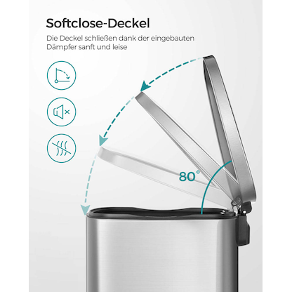 Artikelbild 5 für SONGMICS Mülleimer 50,0 l silber, 1 St., Artikelnummer 289928