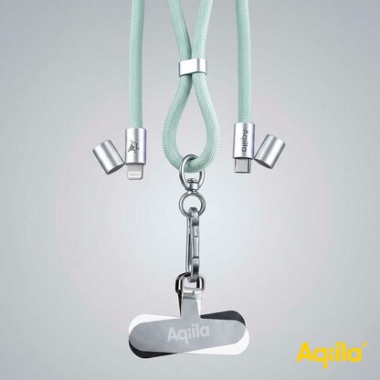 Artikelbild 3 für Aqiila® LANYARD Handykette Ladekabel grün, Kabellänge: 0,3 - 1,5 m, 30 Watt, Artikelnummer 739877