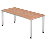 Artikelbild 1 für HAMMERBACHER QS19 höhenverstellbarer Schreibtisch nussbaum rechteckig, 4-Fuß-Gestell silber 180,0 x 80,0 cm, Artikelnummer 828158