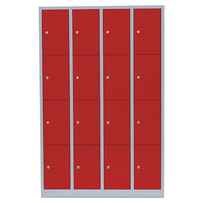 Artikelbild 2 für LÜLLMANN Schließfachschrank lichtgrau, feuerrot 520444, 16 Schließfächer 117,0 x 50,0 x 180,0 cm, Artikelnummer 831141