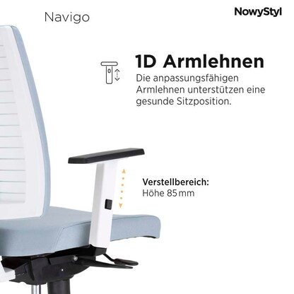 Artikelbild 2 für Nowy Styl Bürostuhl Navigo Stoff grau, Gestell weiß, Artikelnummer 743894