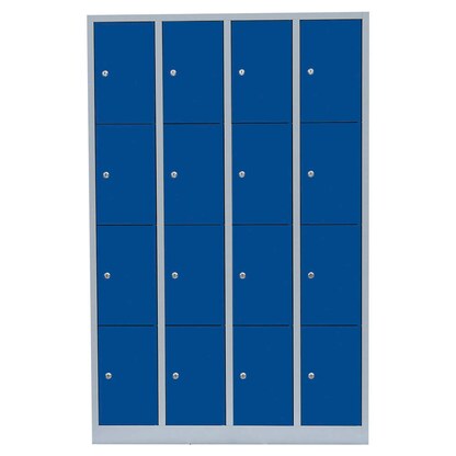Artikelbild 2 für LÜLLMANN Schließfachschrank lichtgrau, enzianblau 520441, 16 Schließfächer 117,0 x 50,0 x 180,0 cm, Artikelnummer 831204