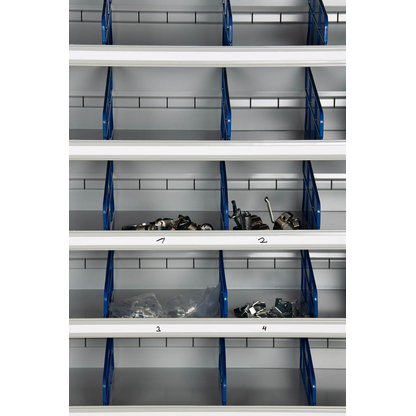 Artikelbild 5 für Gürkan Stahlschrank 109484 lichtgrau, blau 12 Fachböden 100,0 x 30,0 x 198,0 cm, aufgebaut, 1 St., Artikelnummer 148989