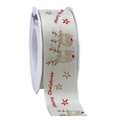 Artikelbild für PRÄSENT Geschenkband Kopenhagen seidenmatt weiß/beige 40,0 mm x 20,0 m, Artikelnummer 322986