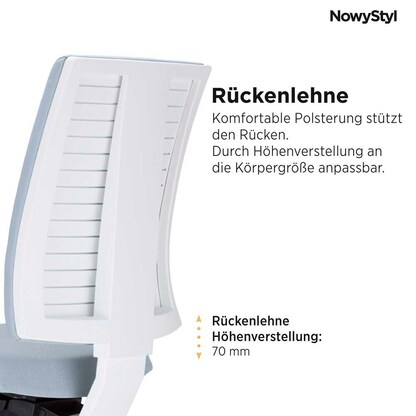 Artikelbild 4 für Nowy Styl Bürostuhl Navigo Stoff grau, Gestell weiß, Artikelnummer 743894