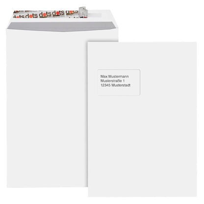 Artikelbild für dots Versandtaschen DIN C4 mit Fenster weiß 100 St., Artikelnummer 118232