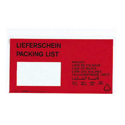 Artikelbild für VP Lieferscheintaschen Kunststoff DIN lang 250 St., Artikelnummer 624973