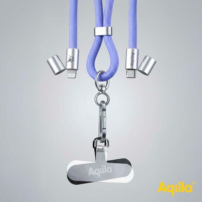 Artikelbild 3 für Aqiila® LANYARD Handykette Ladekabel lila, Kabellänge: 0,3 - 1,5 m, 30 Watt, Artikelnummer 739914