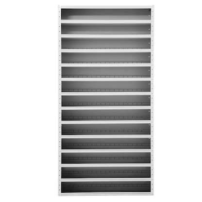 Artikelbild 6 für Gürkan Stahlschrank 109484 lichtgrau, blau 12 Fachböden 100,0 x 30,0 x 198,0 cm, aufgebaut, 1 St., Artikelnummer 148989