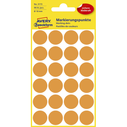 Artikelbild für AVERY Zweckform Klebepunkte 3173 leuchtorange Ø 18,0 mm, 96 St., Artikelnummer 816052