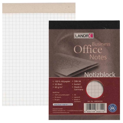 Artikelbild für LANDRÉ® Notizblock Recycling DIN A6 kariert, 1 St., Artikelnummer 298251