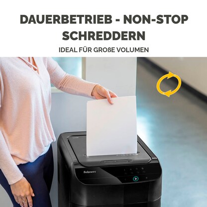 Artikelbild 14 für Fellowes AutoMax 550C Aktenvernichter mit Partikelschnitt P-4, 4 x 38 mm, bis 500 Blatt, schwarz, Artikelnummer 423893