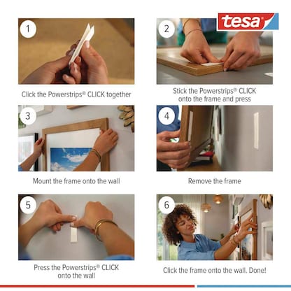 Artikelbild 6 für tesa Klettstreifen Powerstrips MEDIUM Click weiß, 16 St., Artikelnummer 739191