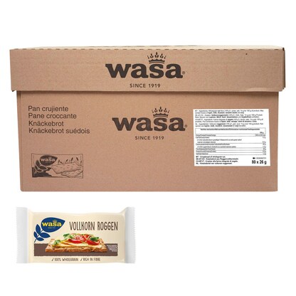 Artikelbild für wasa® Vollkorn Roggen Knäckebrot 80x 26,0 g, 80 St., Artikelnummer 639027