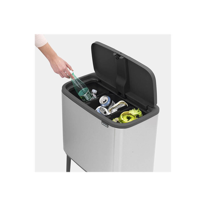 Artikelbild für brabantia Bo Touch Bin Mülltrenner 3x 11,0 l silber, schwarz, 1 St., Artikelnummer 628212