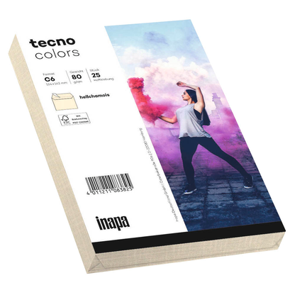Artikelbild 4 für tecno Briefumschläge colors DIN C6 ohne Fenster hellchamois haftklebend 25 St., Artikelnummer 341362