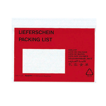 Artikelbild für VP Lieferscheintaschen Kunststoff DIN C6 250 St., Artikelnummer 625012