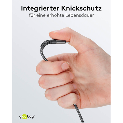 Artikelbild 3 für goobay USB 2.0 C/USB 2.0 C, 2.0 A USB-Kabel 1,0 m grau, schwarz, 1 St., Artikelnummer 656128