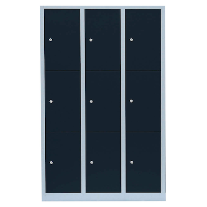 Artikelbild 2 für LÜLLMANN Schließfachschrank anthrazit, lichtgrau 523338, 9 Schließfächer 118,5 x 50,0 x 180,0 cm, Artikelnummer 831281