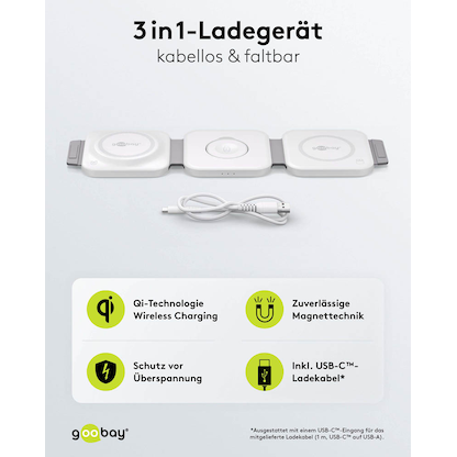 Artikelbild 2 für goobay 3-in-1 Induktive Ladestation weiß, 15 Watt, Artikelnummer 345296