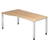 Artikelbild 1 für HAMMERBACHER Akandia höhenverstellbarer Schreibtisch eiche Trapezform, 4-Fuß-Gestell silber 180,0 x 80,0/100,0 cm, Artikelnummer 626046