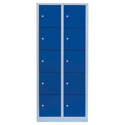 Artikelbild 2 für LÜLLMANN Schließfachschrank lichtgrau, enzianblau 523521, 10 Schließfächer 80,0 x 50,0 x 180,0 cm, Artikelnummer 831394