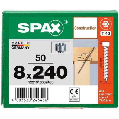 Artikelbild 5 für SPAX® Holzbauschrauben T40 Zylinderkopf WIROX 1221010802405 8 mm x 240 mm, 50 St., Artikelnummer 397756