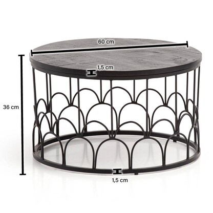 Artikelbild 2 für WOHNLING Couchtisch rund Massivholz schwarz 60,0 x 60,0 x 36,0 cm, 1 St., Artikelnummer 314639