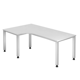 Artikelbild 1 für HAMMERBACHER Akandia höhenverstellbarer Schreibtisch weiß L-Form, 5-Fuß-Gestell silber 200,0 x 80,0/120,0 cm, Artikelnummer 626051