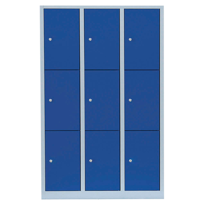 Artikelbild 2 für LÜLLMANN Schließfachschrank lichtgrau, enzianblau 523331, 9 Schließfächer 118,5 x 50,0 x 180,0 cm, Artikelnummer 831293