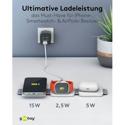 Artikelbild 5 für goobay 3-in-1 Induktive Ladestation weiß, 15 Watt, Artikelnummer 345296