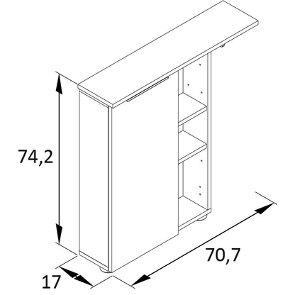 Artikelbild 2 für MÖBELPARTNER Badschrank Mads 159669 weiß-eiche 70,7 x 17,0 x 74,2 cm, Artikelnummer 610594