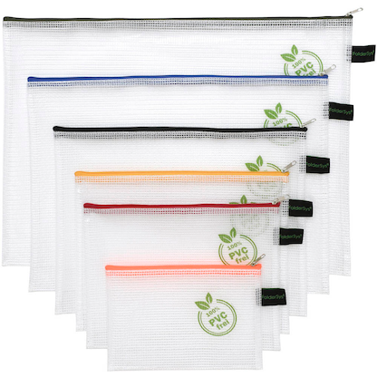 Artikelbild für FolderSys Reißverschlussbeutel je 1x A6, B6, A5, B5, A4, B4 transparent/farbsortiert 0,20 mm, 1 Set, Artikelnummer 592653